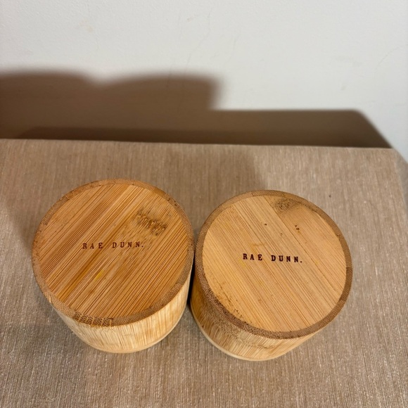 RAE DUNN Salt and Pepper Carved into the  Bamboo Cellars Containers - Picture 6 of 8